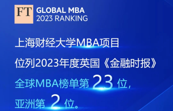 歷史最好！2023年度FT排名發布，上海財經大學商學院MBA項目位列全球第23、亞洲第2！