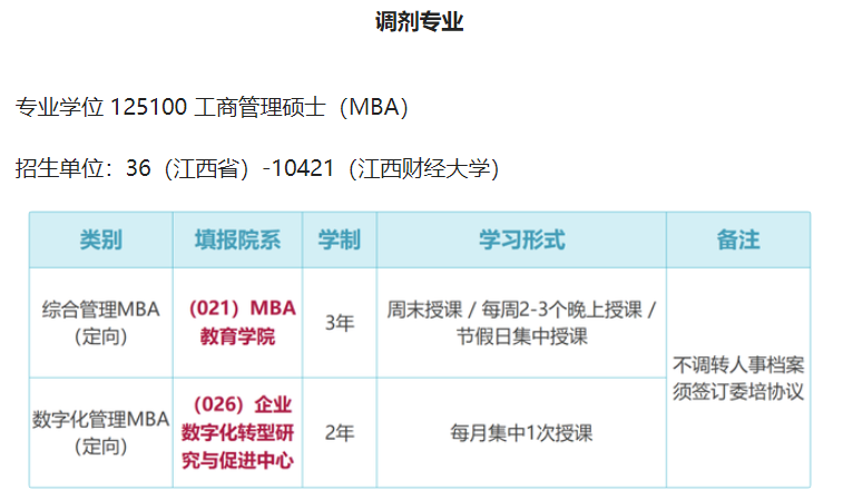 調劑【12小時】｜江西財經大學2023工商管理碩士MBA（非全日制）調劑時間通知