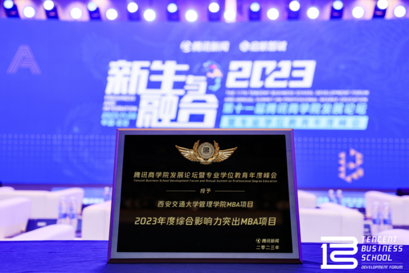【喜報】西安交通大學MBA項目榮獲騰訊商學院發(fā)展論壇“2023年度綜合影響力突出MBA項目”殊榮